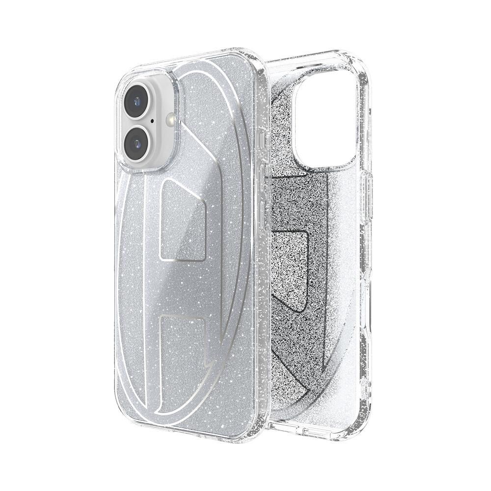 Diesel iPhone 16 Uyumlu Oval D Simli Kılıf - Gümüş