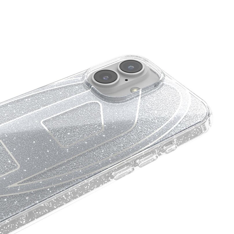 Diesel iPhone 16 Uyumlu Oval D Simli Kılıf - Gümüş - Thumbnail
