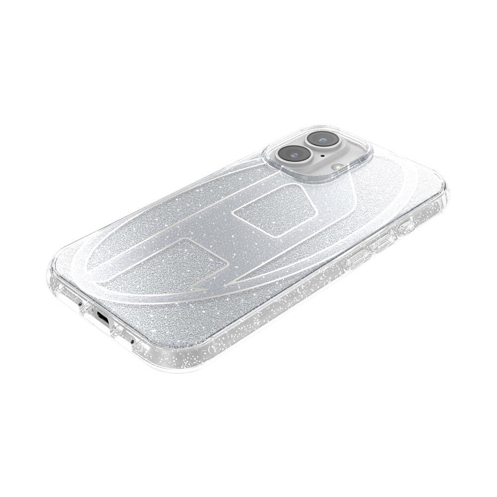 Diesel iPhone 16 Uyumlu Oval D Simli Kılıf - Gümüş