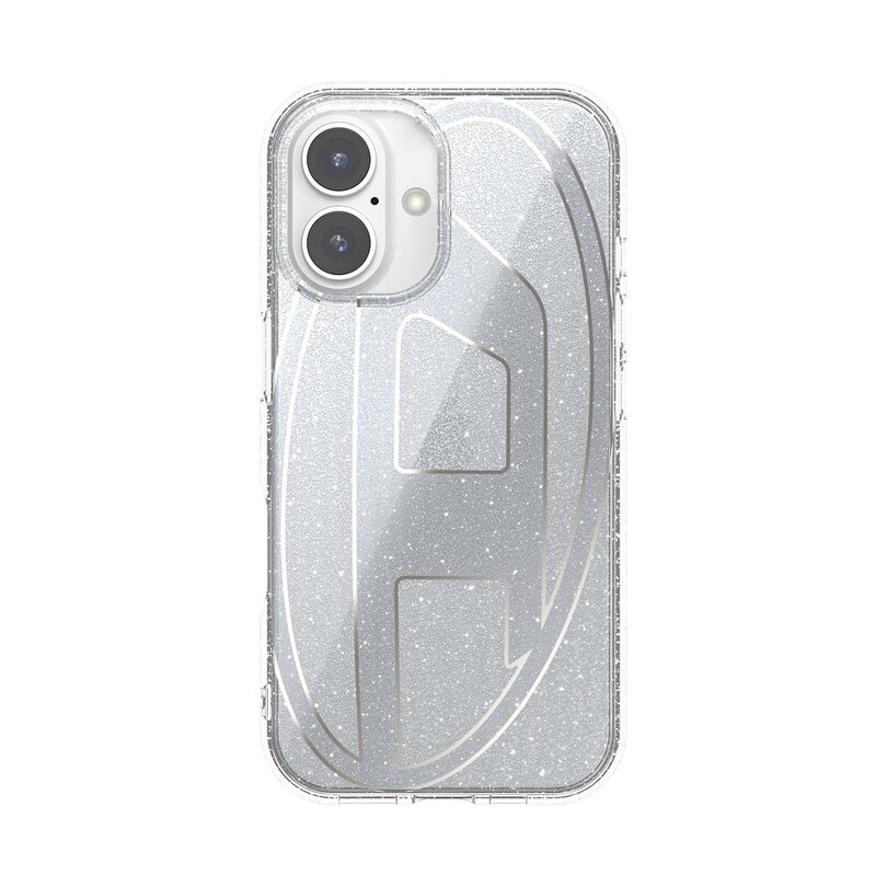 Diesel iPhone 16 Uyumlu Oval D Simli Kılıf - Gümüş - Thumbnail