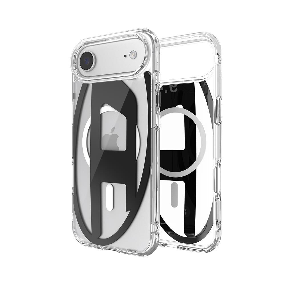 Diesel iPhone 17 Air Uyumlu Magsafe Destekli Oval D Metalik Kılıf - Siyah