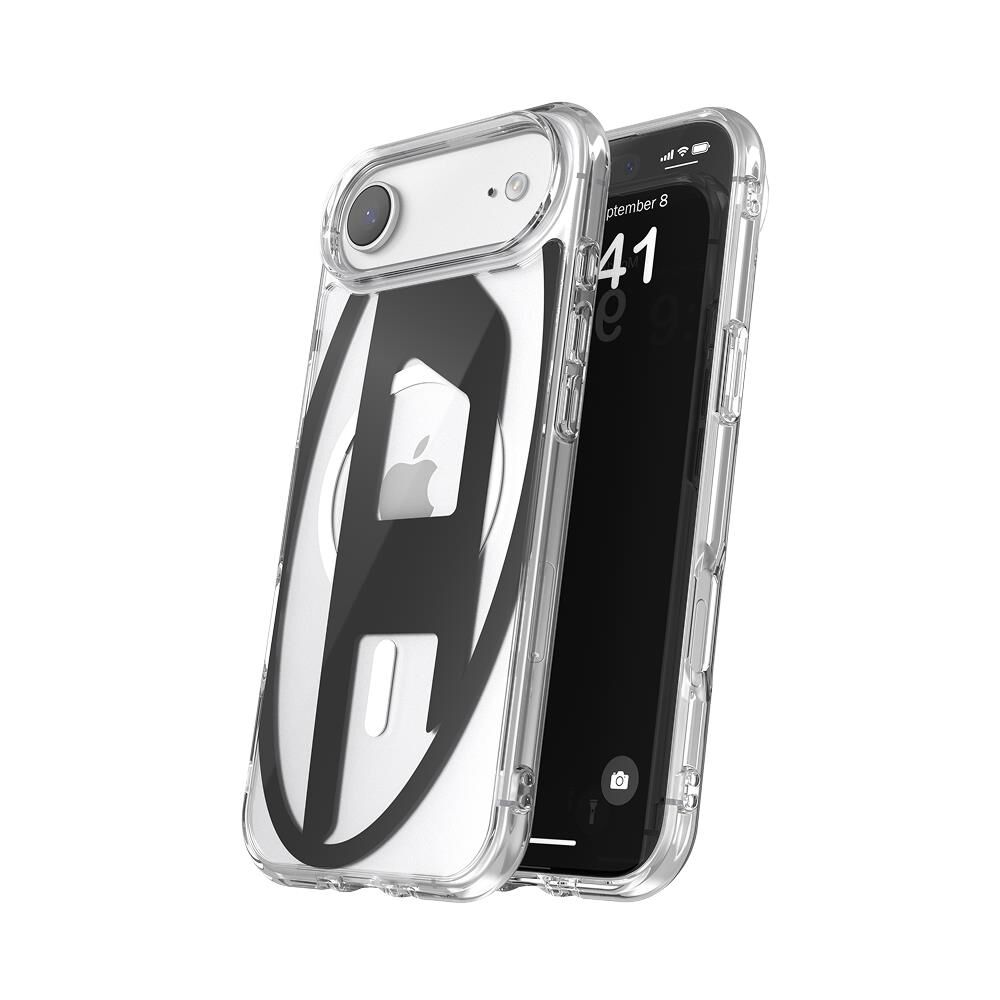 Diesel iPhone 17 Air Uyumlu Magsafe Destekli Oval D Metalik Kılıf - Siyah