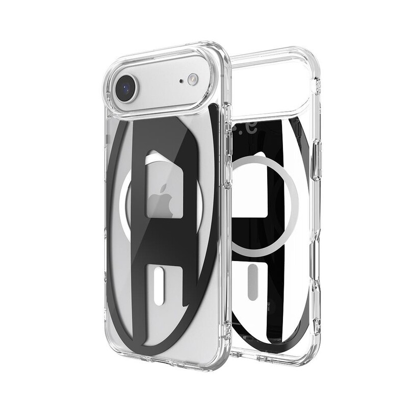 DIESEL TELEFON AKS. - Diesel iPhone 17 Air Uyumlu Magsafe Destekli Oval D Metalik Kılıf - Siyah