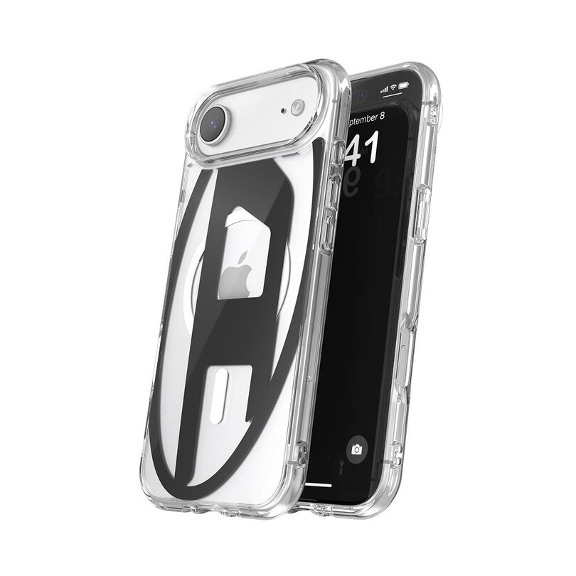 Diesel iPhone 17 Air Uyumlu Magsafe Destekli Oval D Metalik Kılıf - Siyah - Thumbnail