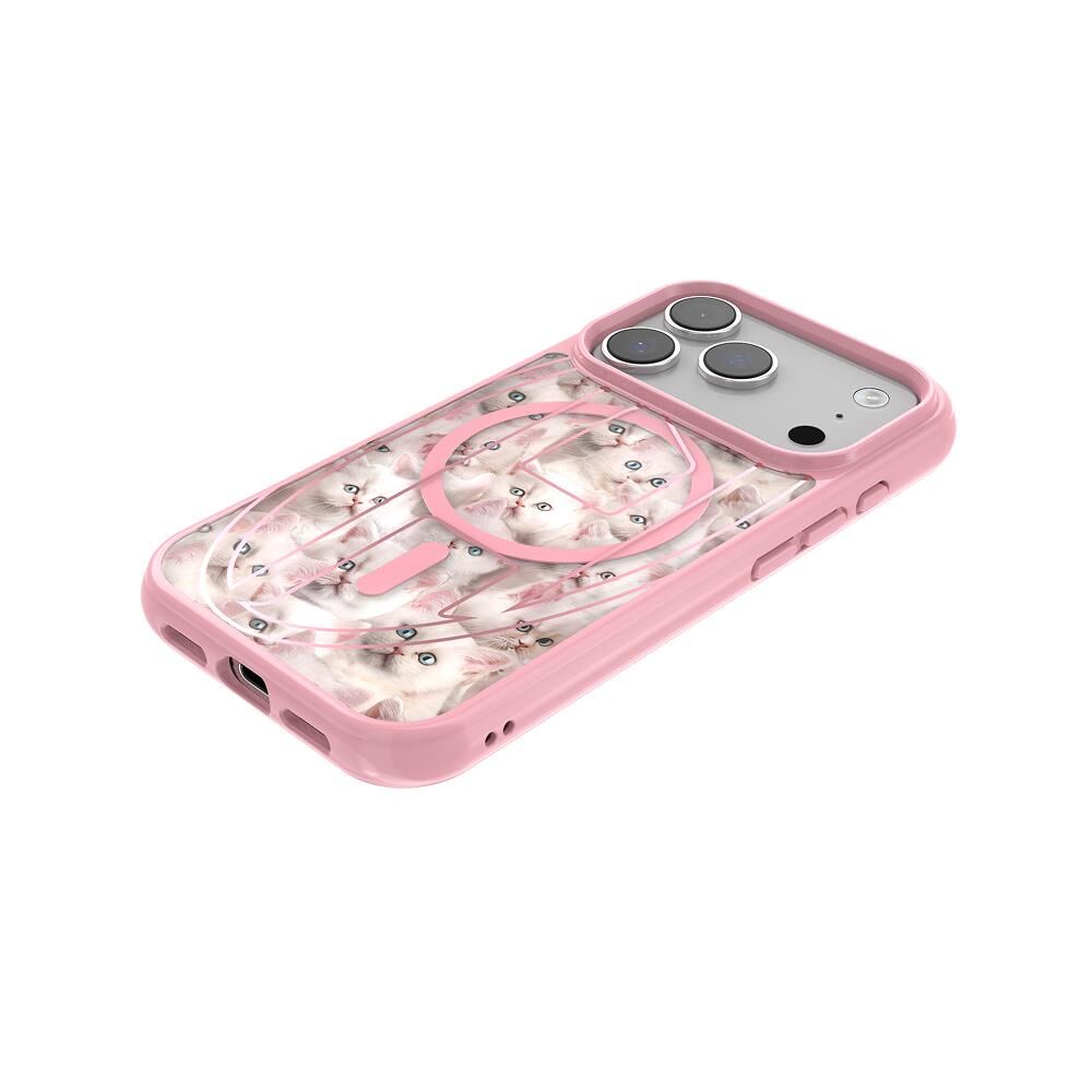 Diesel iPhone 17 Magsafe Destekli Oval D Kedi Desenli Kılıf - Pembe