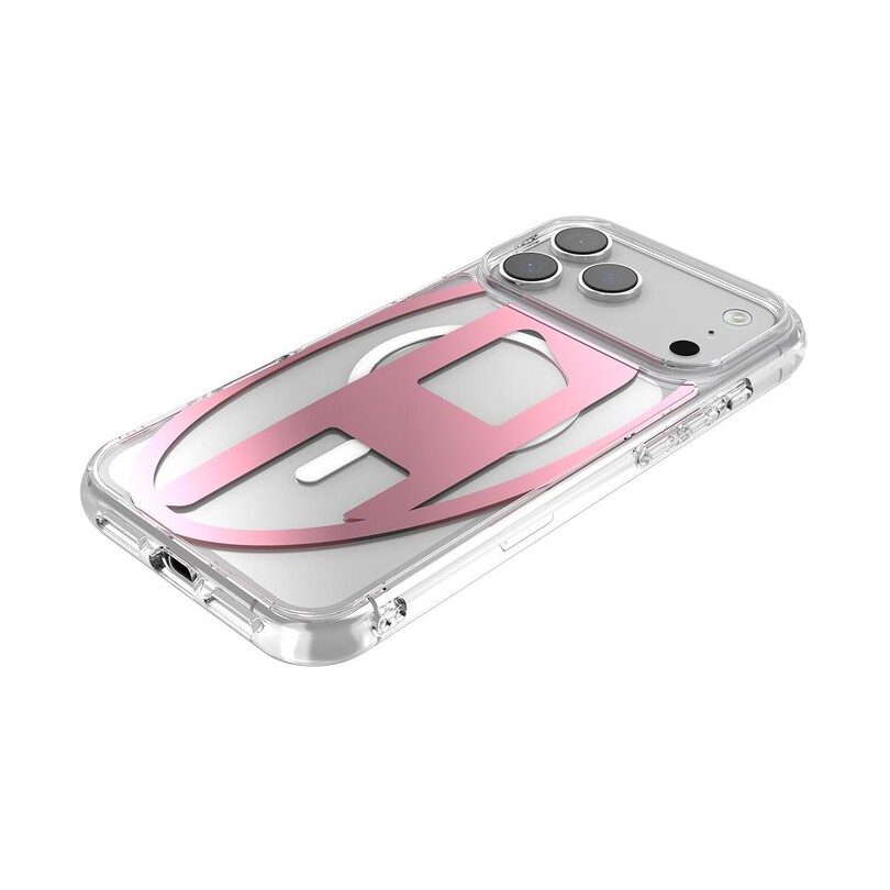 Diesel iPhone 17 Pro Max Uyumlu Magsafe Destekli Oval D Metalik Kılıf - Pembe - Thumbnail