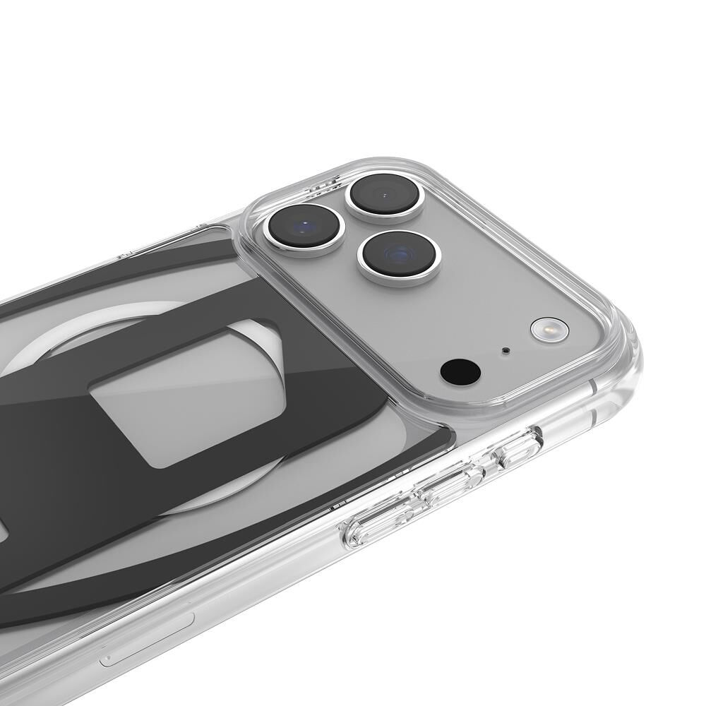 Diesel iPhone 17 Pro Max Uyumlu Magsafe Destekli Oval D Metalik Kılıf - Siyah