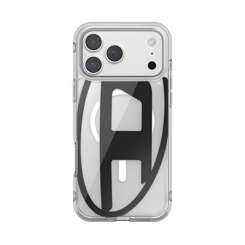 Diesel iPhone 17 Pro Max Uyumlu Magsafe Destekli Oval D Metalik Kılıf - Siyah - Thumbnail