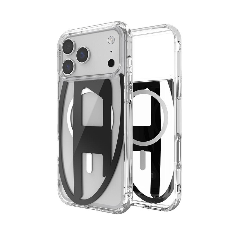 DIESEL TELEFON AKS. - Diesel iPhone 17 Pro Max Uyumlu Magsafe Destekli Oval D Metalik Kılıf - Siyah