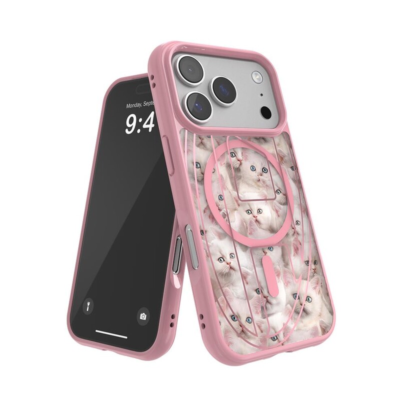 Diesel iPhone 17 Pro Uyumlu Magsafe Destekli Oval D Kedi Desenli Kılıf - Pembe - Thumbnail