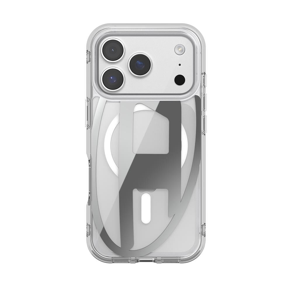 Diesel iPhone 17 Pro Uyumlu Magsafe Destekli Oval D Metalik Kılıf - Gümüş