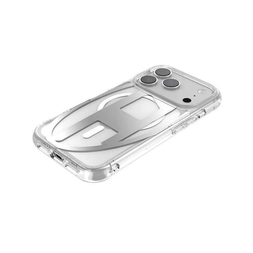 Diesel iPhone 17 Pro Uyumlu Magsafe Destekli Oval D Metalik Kılıf - Gümüş - Thumbnail