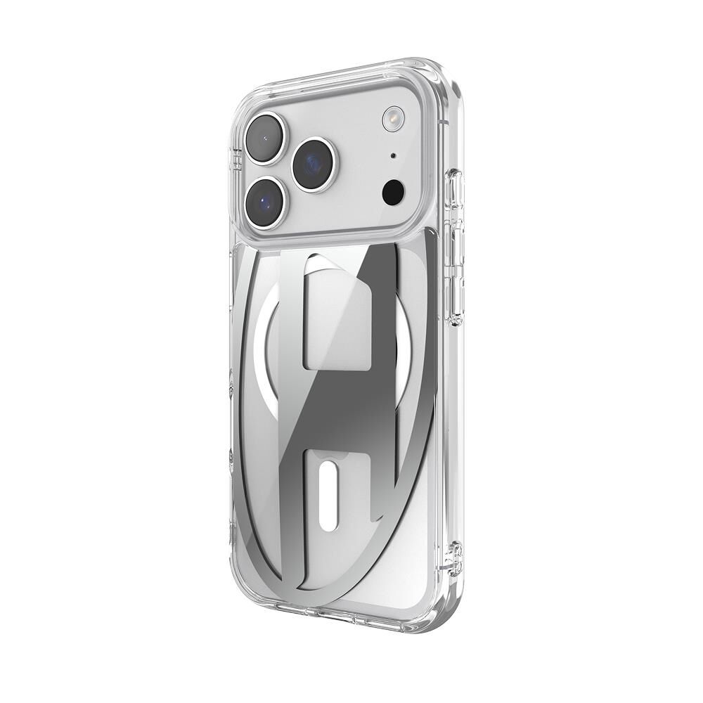 Diesel iPhone 17 Pro Uyumlu Magsafe Destekli Oval D Metalik Kılıf - Gümüş