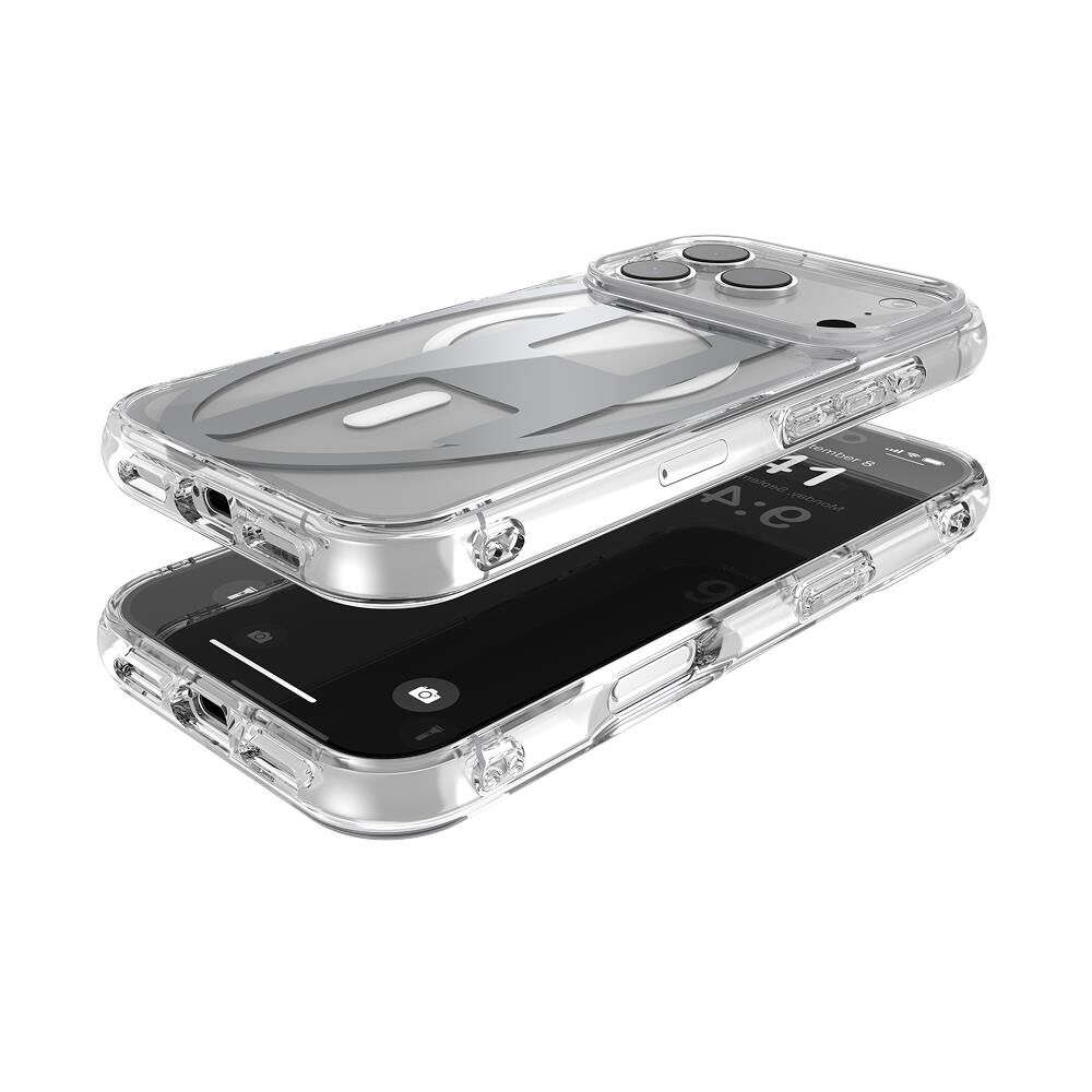 Diesel iPhone 17 Pro Uyumlu Magsafe Destekli Oval D Metalik Kılıf - Gümüş