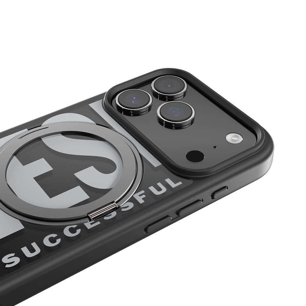 Diesel iPhone 17 Pro Uyumlu Magsafe Destekli Yüzük Standlı Kılıf - Siyah/Beyaz