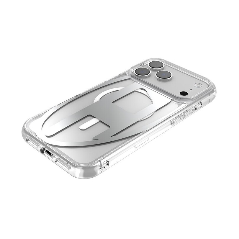 Diesel iPhone 17 Pro Uyumlu Max Magsafe Destekli Oval D Metalik Kılıf - Gümüş - Thumbnail