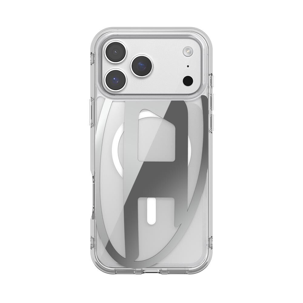 Diesel iPhone 17 Pro Uyumlu Max Magsafe Destekli Oval D Metalik Kılıf - Gümüş