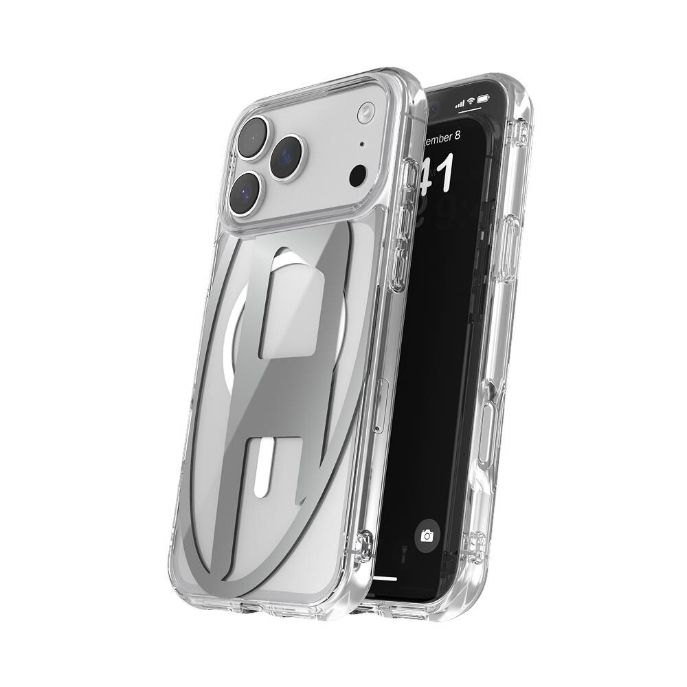 Diesel iPhone 17 Pro Uyumlu Max Magsafe Destekli Oval D Metalik Kılıf - Gümüş