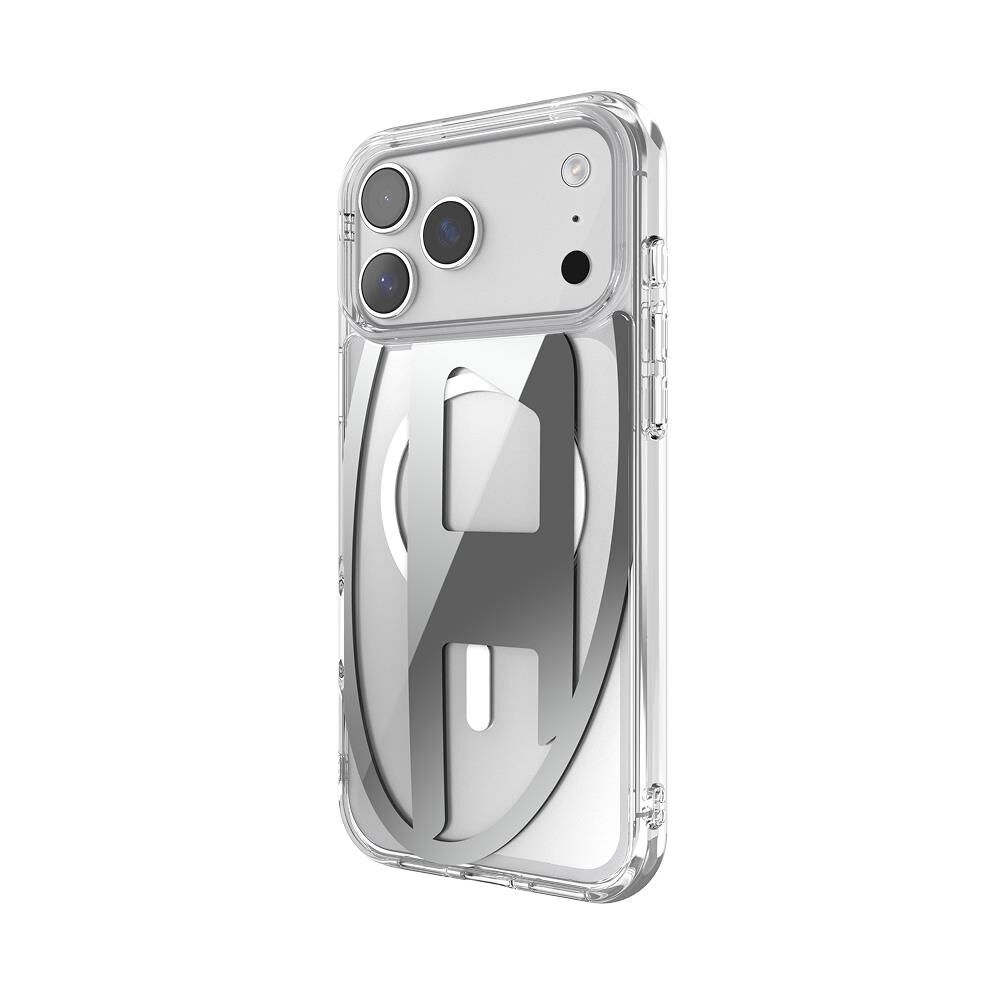 Diesel iPhone 17 Pro Uyumlu Max Magsafe Destekli Oval D Metalik Kılıf - Gümüş