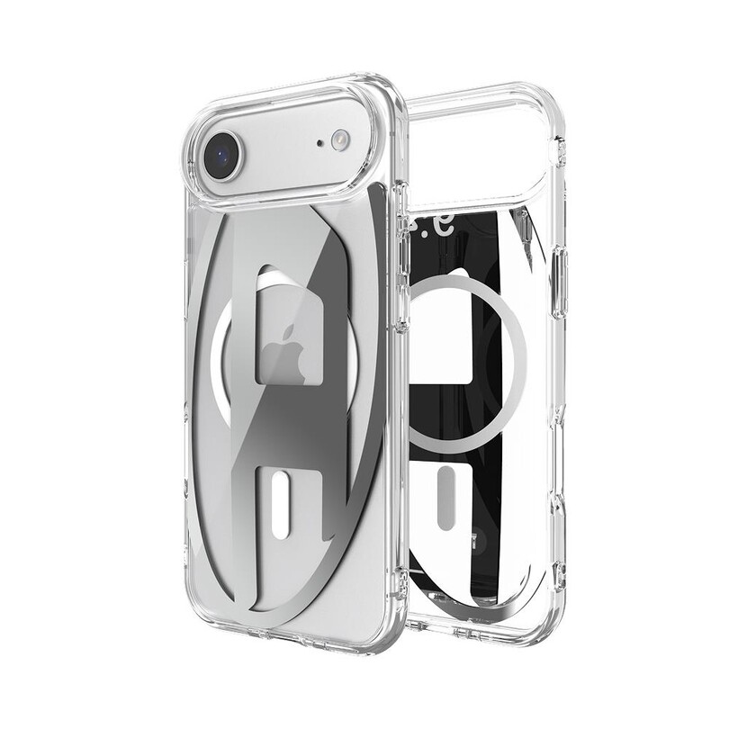 DIESEL TELEFON AKS. - Diesel iPhone 17 Air Uyumlu Magsafe Destekli Oval D Metalik Kılıf - Gümüş