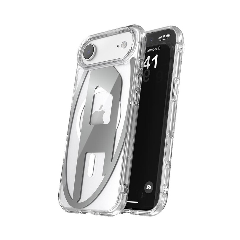 Diesel iPhone 17 Air Uyumlu Magsafe Destekli Oval D Metalik Kılıf - Gümüş - Thumbnail