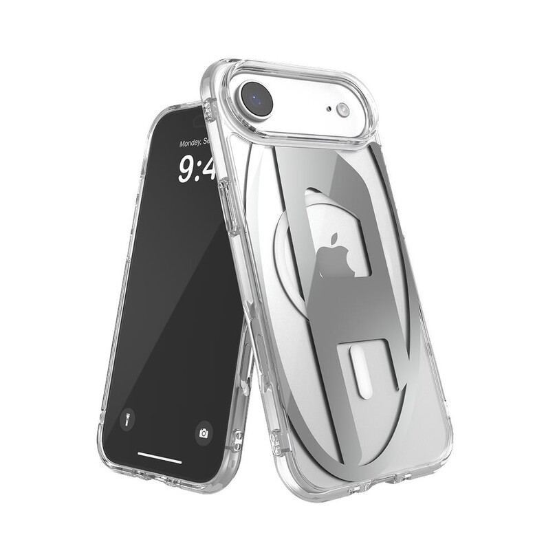 Diesel iPhone 17 Air Uyumlu Magsafe Destekli Oval D Metalik Kılıf - Gümüş - Thumbnail