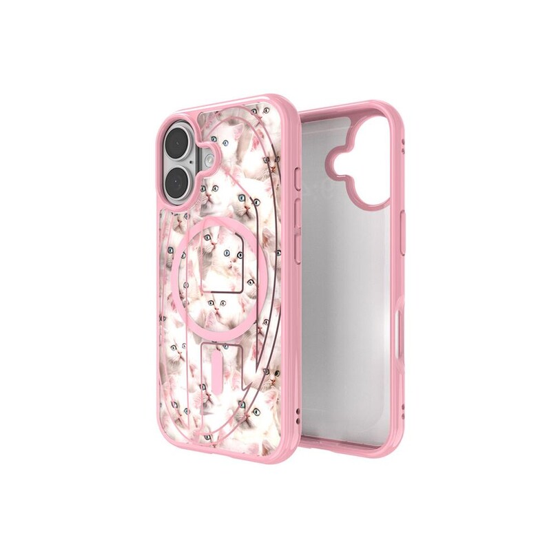 DIESEL - Diesel iPhone 17 Uyumlu Magsafe Destekli Oval D Kedi Desenli Kılıf - Pembe