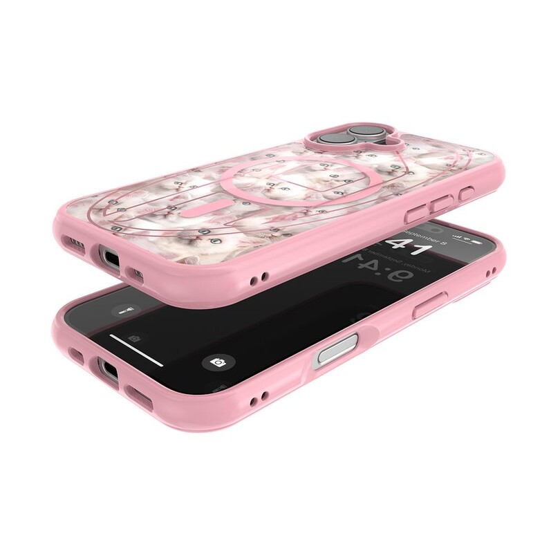 Diesel iPhone 17 Uyumlu Magsafe Destekli Oval D Kedi Desenli Kılıf - Pembe - Thumbnail
