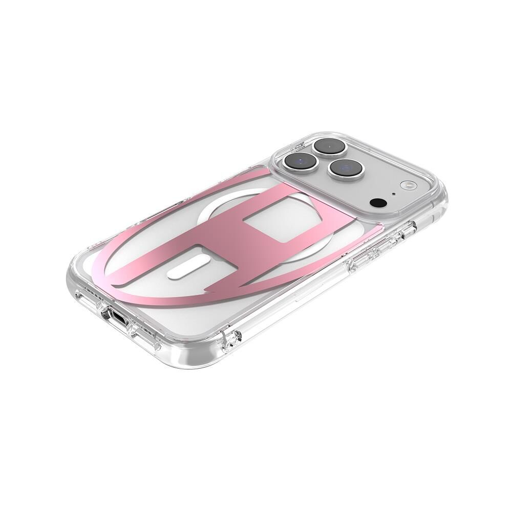 Diesel iPhone 17 Uyumlu Pro Magsafe Destekli Oval D Metalik Kılıf - Pembe