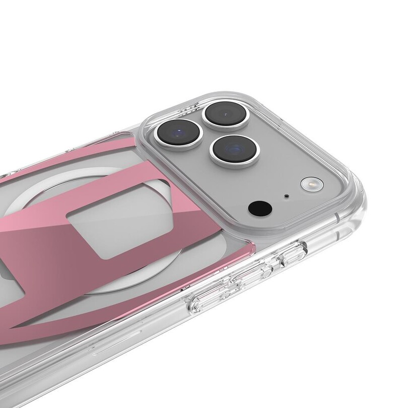 Diesel iPhone 17 Pro Uyumlu Magsafe Destekli Oval D Metalik Kılıf - Pembe - Thumbnail