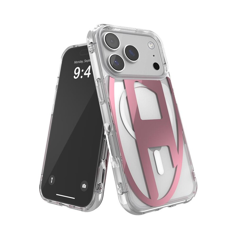 Diesel iPhone 17 Pro Uyumlu Magsafe Destekli Oval D Metalik Kılıf - Pembe - Thumbnail