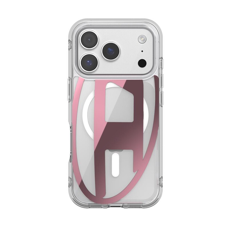 Diesel iPhone 17 Pro Uyumlu Magsafe Destekli Oval D Metalik Kılıf - Pembe - Thumbnail