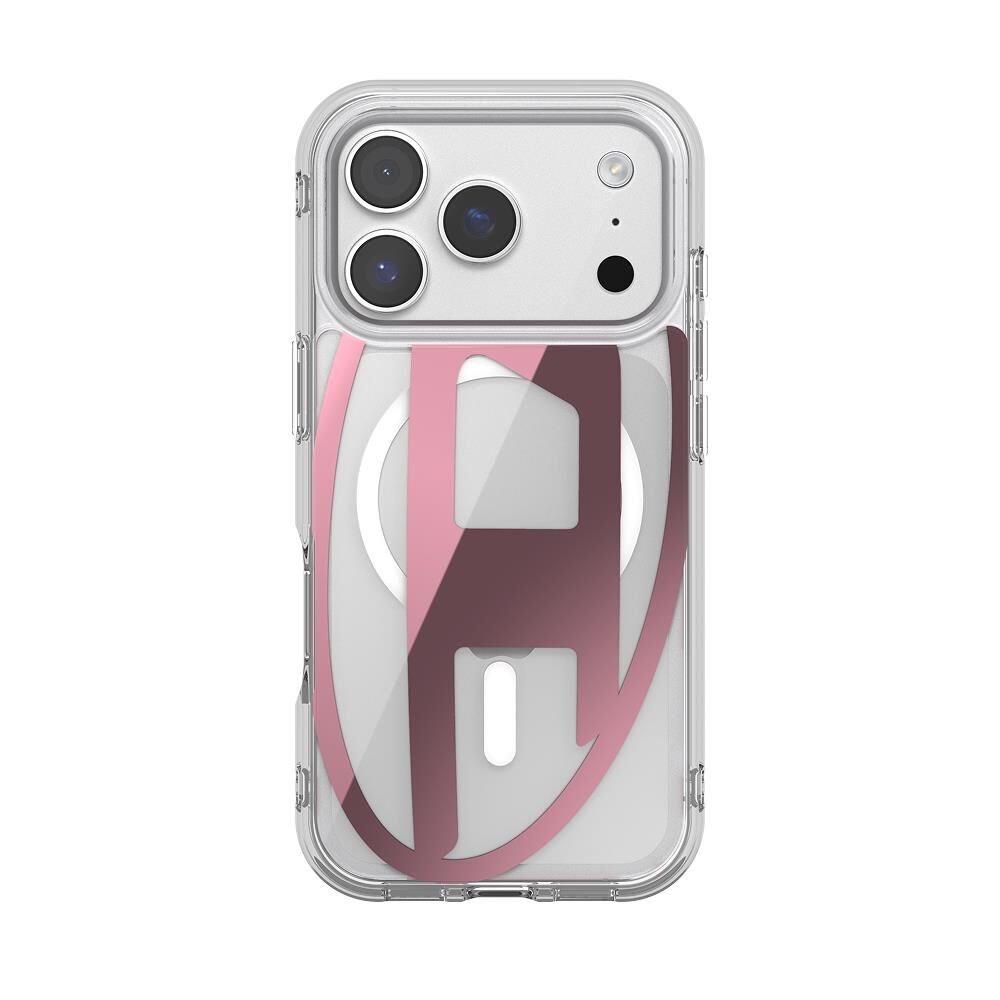 Diesel iPhone 17 Pro Uyumlu Magsafe Destekli Oval D Metalik Kılıf - Pembe