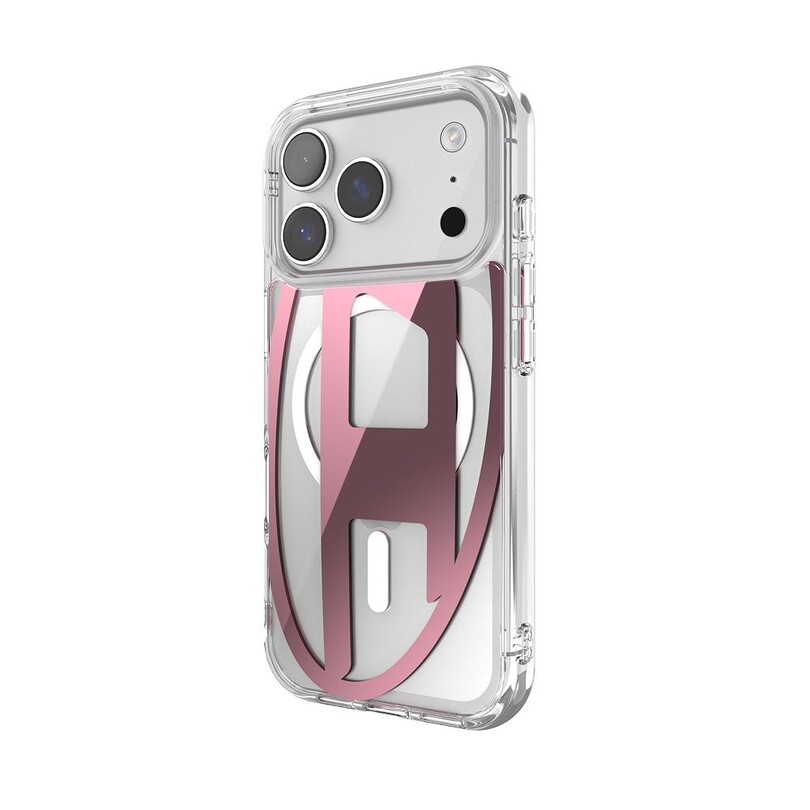 Diesel iPhone 17 Pro Uyumlu Magsafe Destekli Oval D Metalik Kılıf - Pembe - Thumbnail
