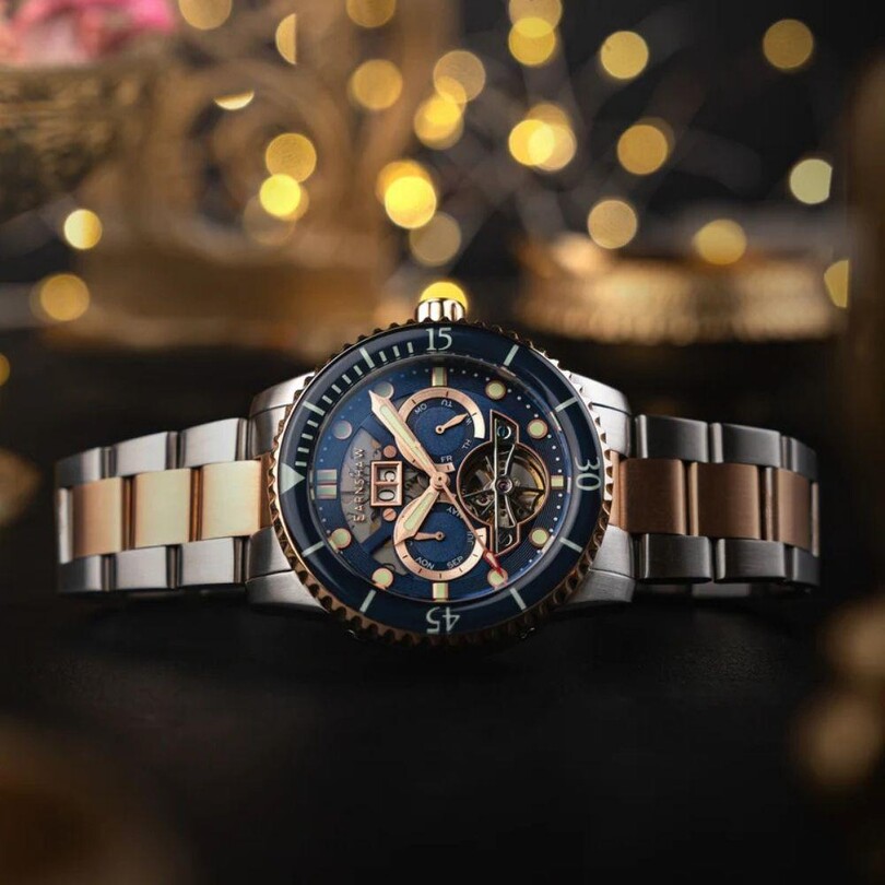 DUNCAN GRAND DATE OPEN HEART ES-8174-BB Otomatik Erkek Kol Saati - Thumbnail