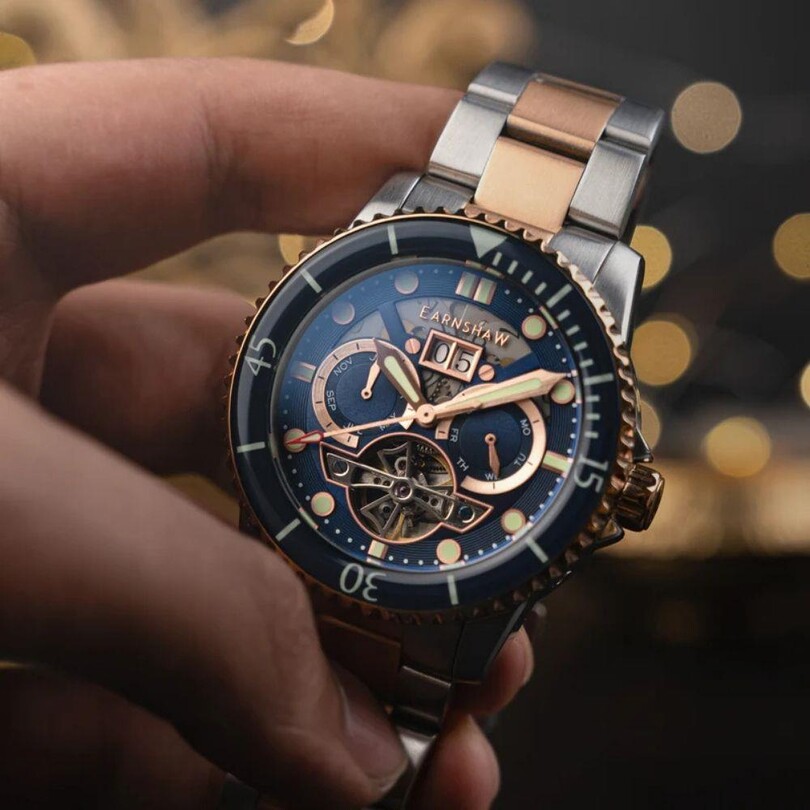 DUNCAN GRAND DATE OPEN HEART ES-8174-BB Otomatik Erkek Kol Saati - Thumbnail