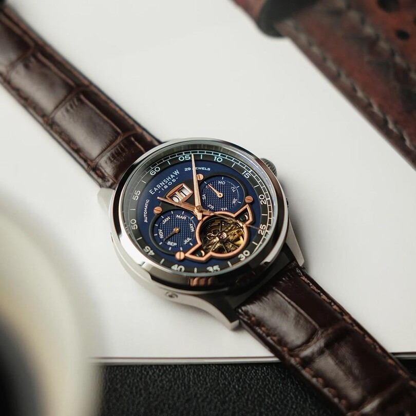 BARON GRAND DATE CALENDAR OPEN HEART AUTOMATIC ES-8187-02 Erkek Kol Saati - Thumbnail