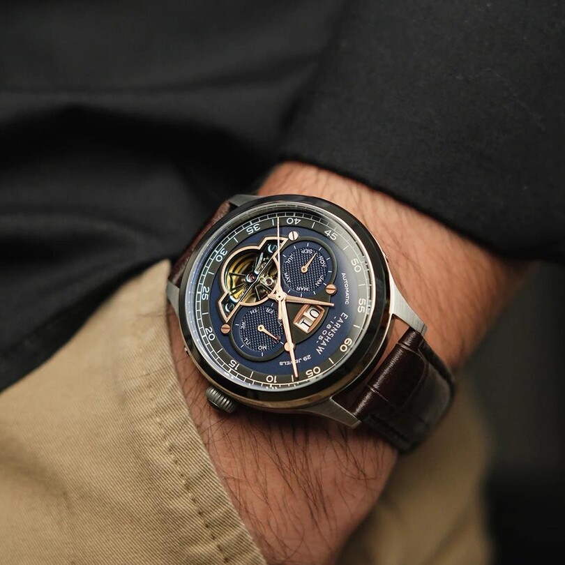 BARON GRAND DATE CALENDAR OPEN HEART AUTOMATIC ES-8187-02 Erkek Kol Saati - Thumbnail