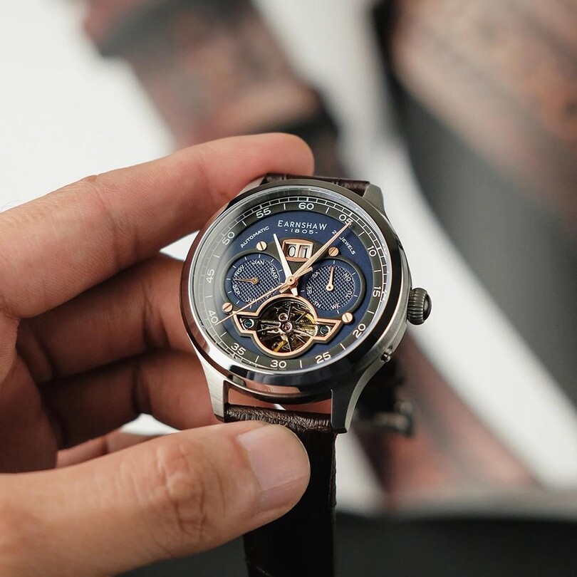 BARON GRAND DATE CALENDAR OPEN HEART AUTOMATIC ES-8187-02 Erkek Kol Saati - Thumbnail