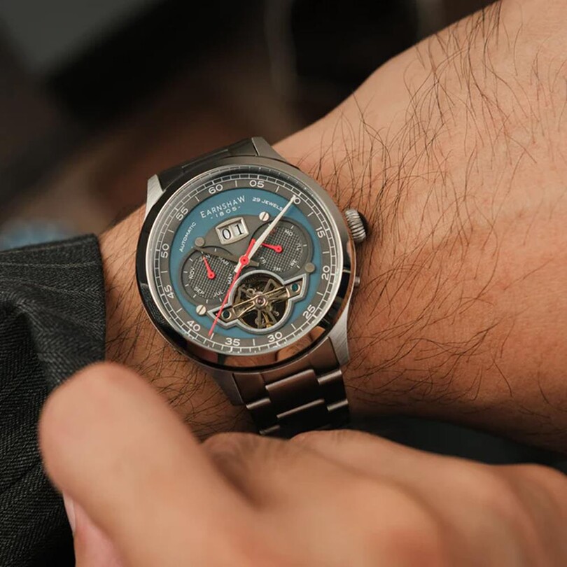  BARON GRAND DATE CALENDAR OPEN HEART Otomatik ES-8187-44 Erkek Kol Saati - Thumbnail