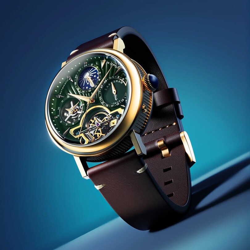 HERITAGE BEAUFORT DUAL TIME DATE OPEN HEART Otomatik ES-8309-02 Erkek Kol Saati - Thumbnail