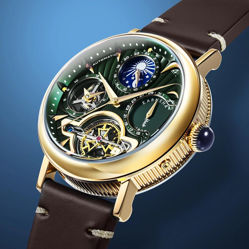 HERITAGE BEAUFORT DUAL TIME DATE OPEN HEART Otomatik ES-8309-02 Erkek Kol Saati - Thumbnail