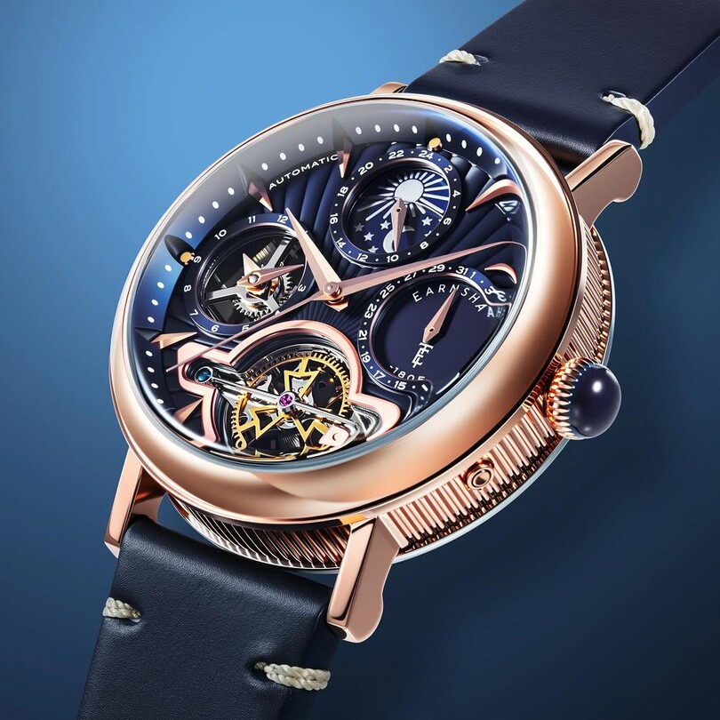 HERITAGE BEAUFORT DUAL TIME DATE OPEN HEART Otomatik ES-8309-03 Erkek Kol Saati - Thumbnail