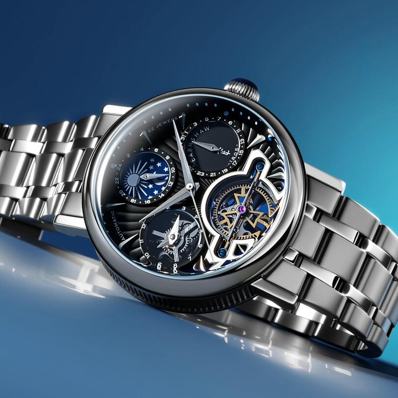 HERITAGE BEAUFORT DUAL TIME DATE OPEN HEART Otomatik ES-8309-11 Erkek Kol Saati - Thumbnail