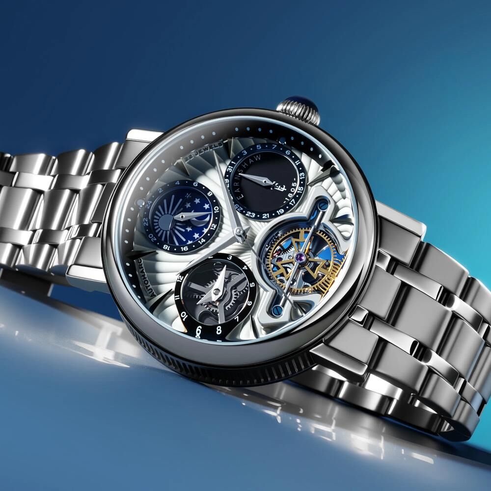 HERITAGE BEAUFORT DUAL TIME DATE OPEN HEART Otomatik ES-8309-22 Erkek Kol Saati