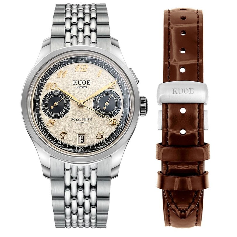 KUOE - KUOE ROYAL SMITH RS90010-PA-GRAINY-BOR-EX Otomatik (Citizen Miyota 9122 Mekanizmalı) Erkek Kol Saati