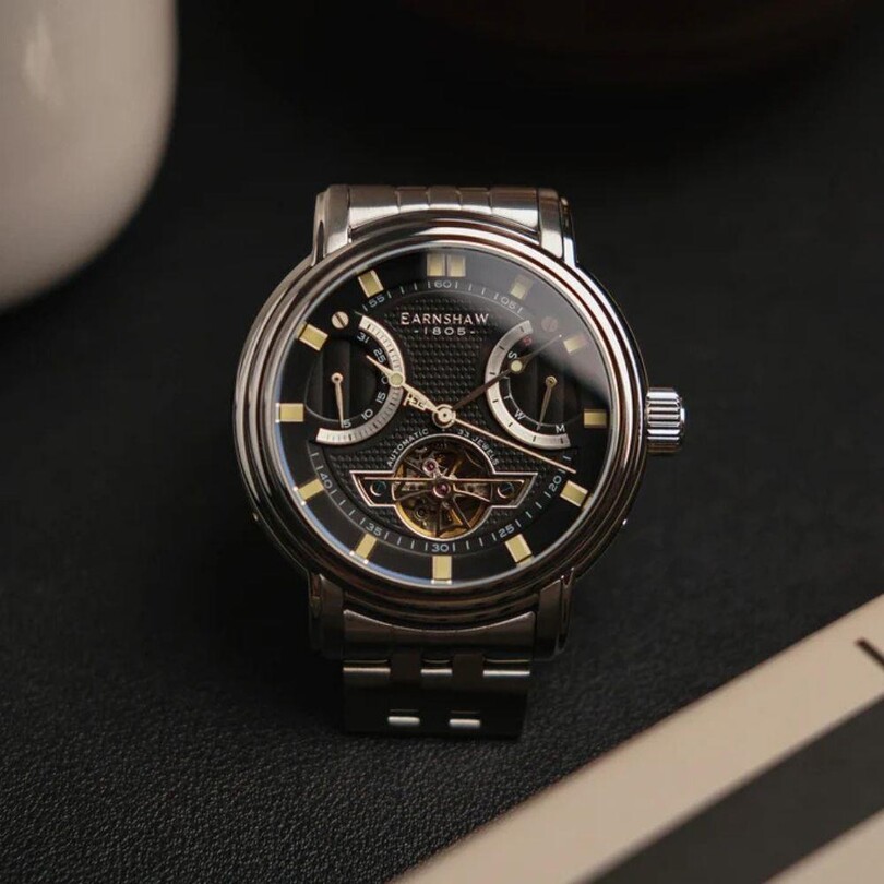 LONGCASE DUAL RETROGRADE OPEN HEART ES-8184-11 Otomatik Erkek Kol Saati - Thumbnail