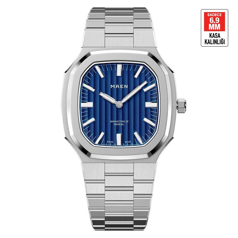 MAEN MANHATTAN 39 ULTRA THIN M4.1.2 Kurmalı (ETA 7001 Elaboré Grade Mekanizmalı Swiss Made) Erkek Kol Saati - Sadece 6.9 mm Kalınlıkta
