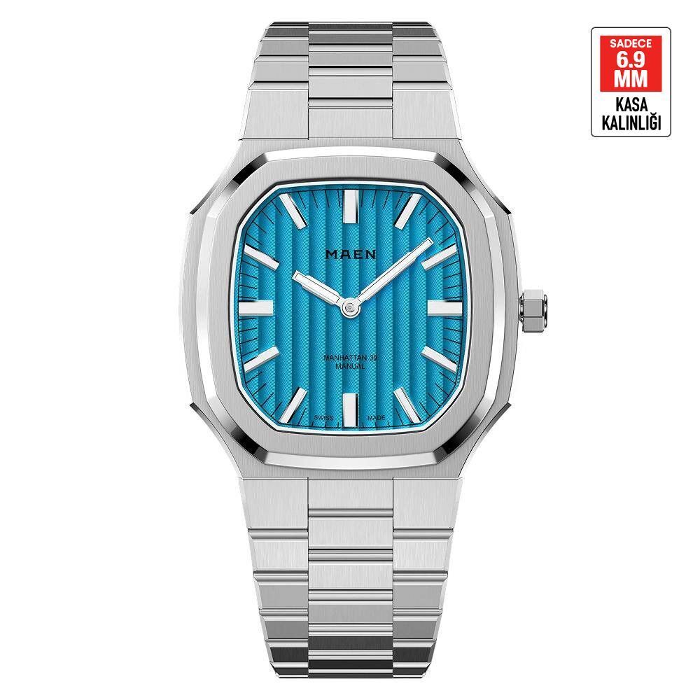 MAEN MANHATTAN 39 ULTRA THIN M4.1.3 Kurmalı (ETA 7001 Elaboré Grade Mekanizmalı Swiss Made) Erkek Kol Saati - Sadece 6.9 mm Kalınlıkta