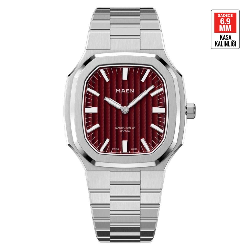 MAEN MANHATTAN 39 ULTRA THIN M4.1.5 Kurmalı (ETA 7001 Elaboré Grade Mekanizmalı Swiss Made) Erkek Kol Saati - Sadece 6.9 mm Kalınlıkta